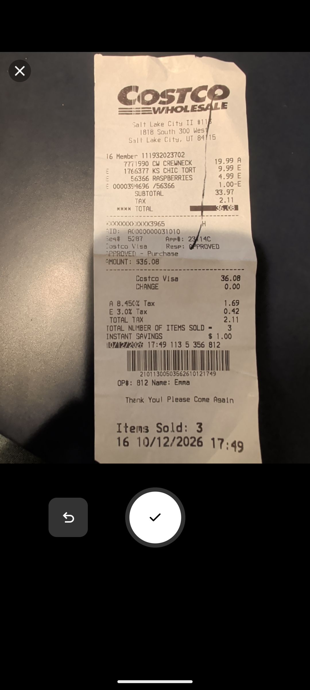 the receipt scanning flow